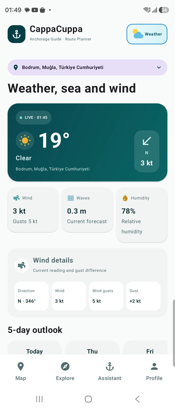 CappaCuppa weather screen