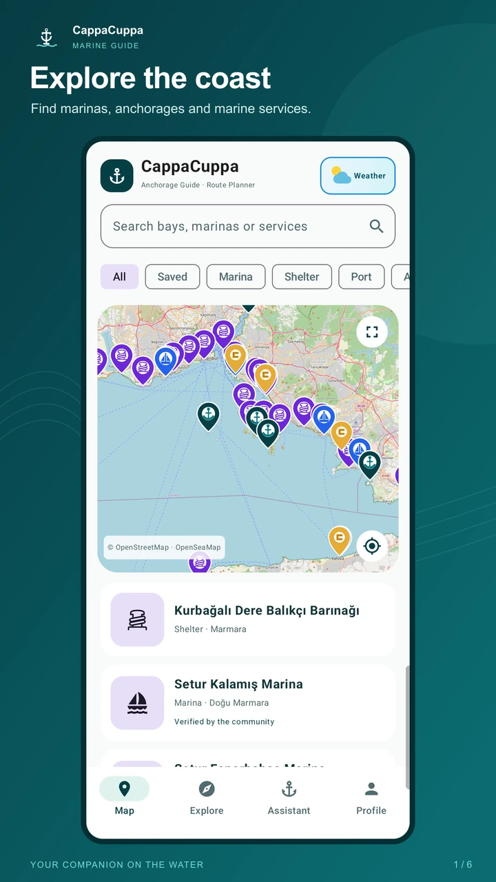 Discover places at sea